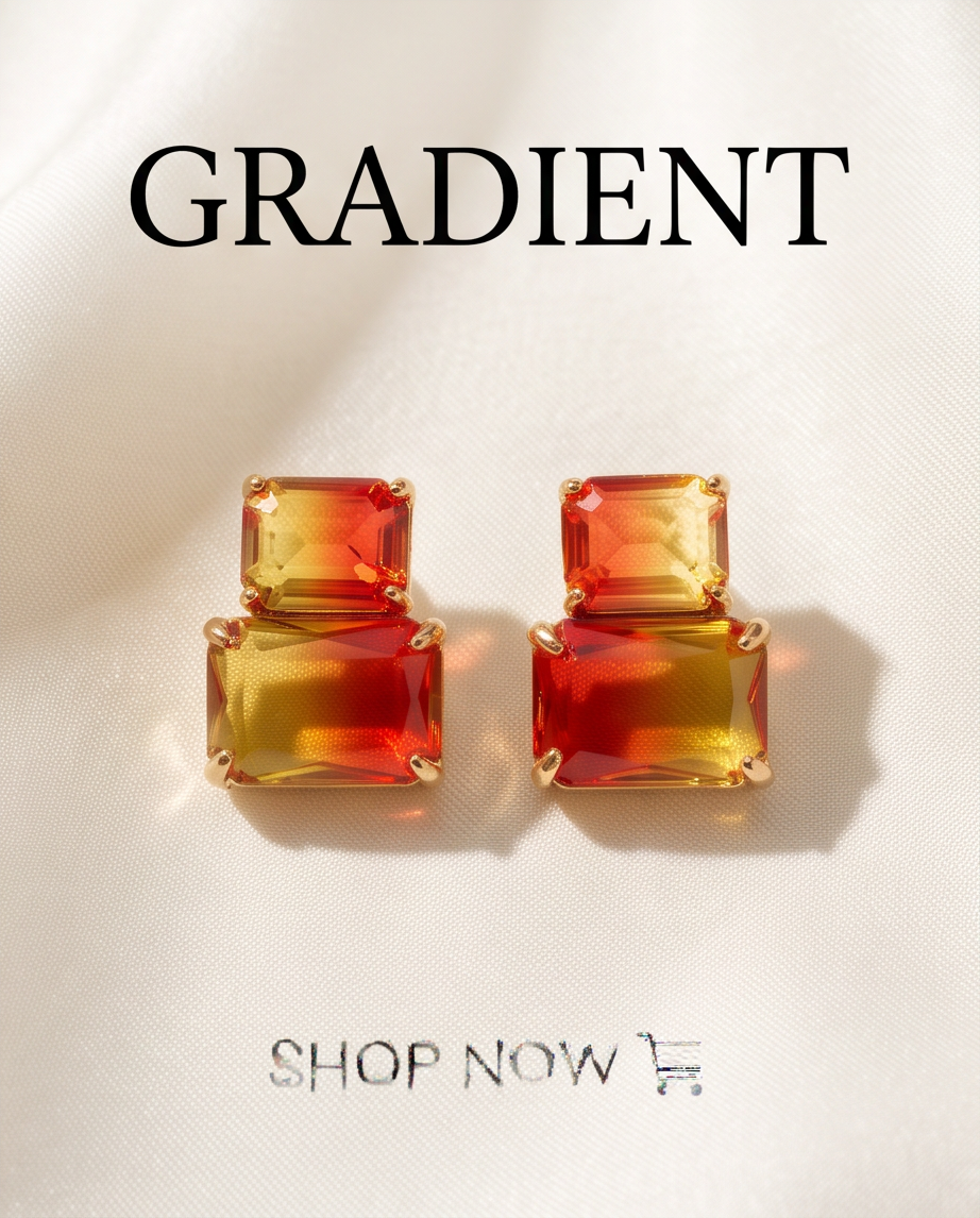 Sunset Gradient Double Crystal Stud Earrings