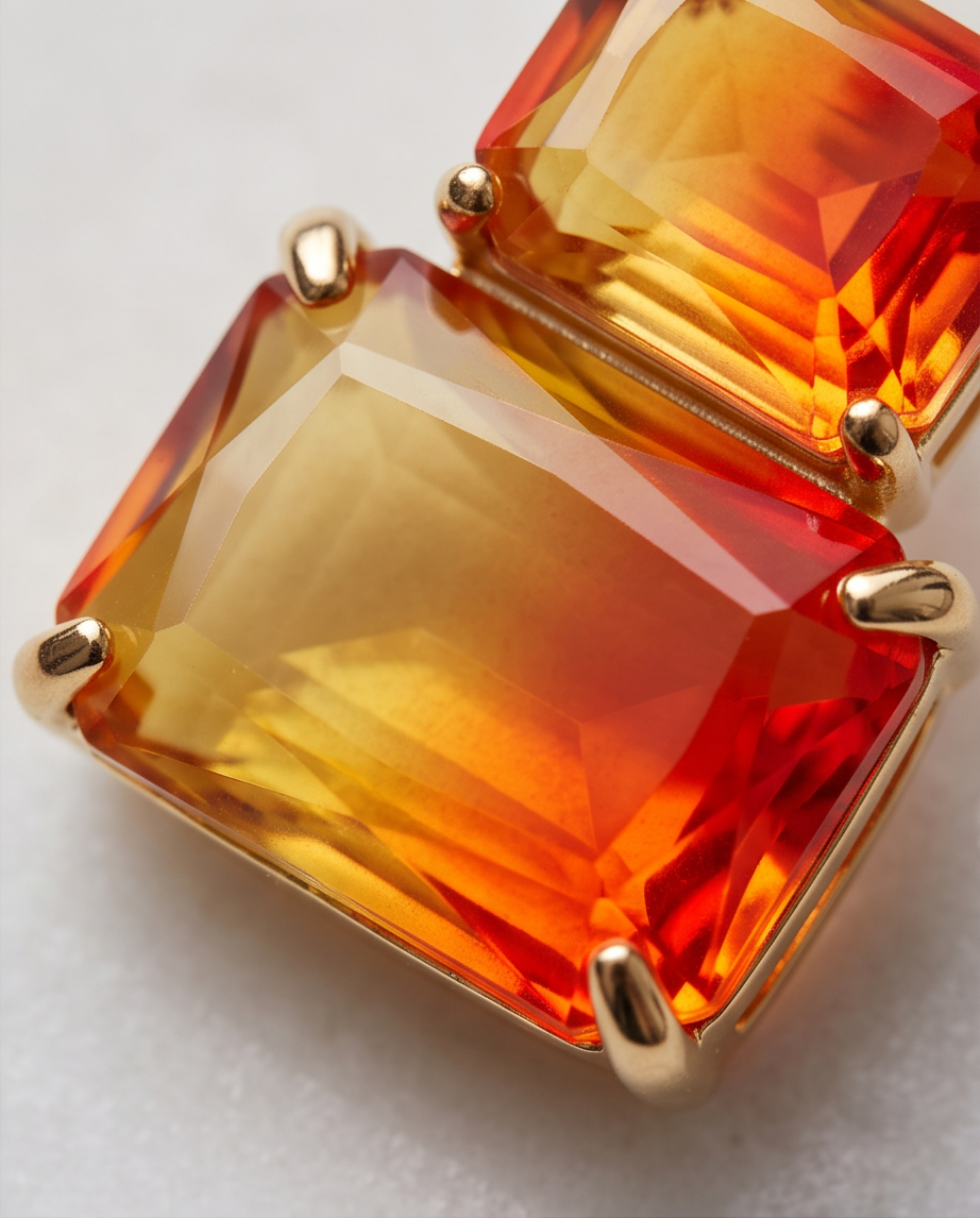 Sunset Gradient Double Crystal Stud Earrings