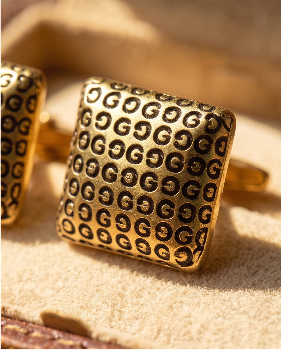 Gold-Tone Puffed Square G-Monogram Stud Earrings