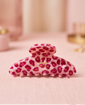 Pink Leopard Print Gold Spring Hair Claw Clip