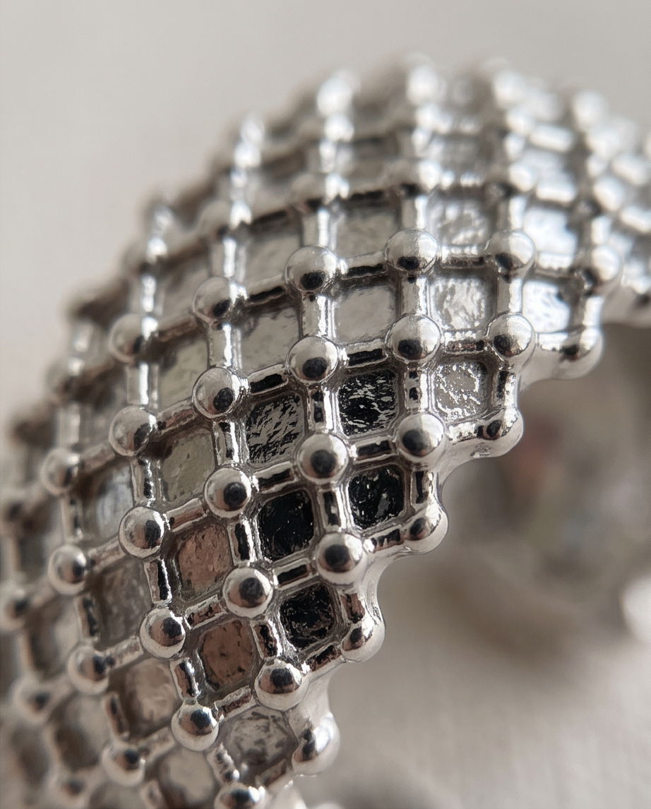 Silver Mesh Lattice Hoop Earrings