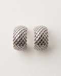 Silver Mesh Lattice Hoop Earrings