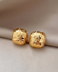 Hammered Gold Square Stud Earrings