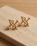 Gold S-Screw Stud Earrings