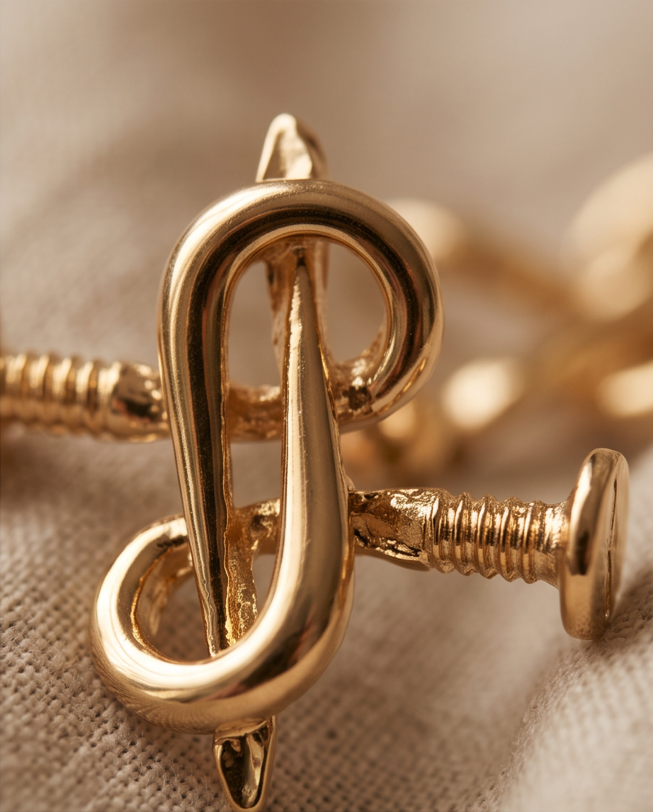 Gold S-Screw Stud Earrings