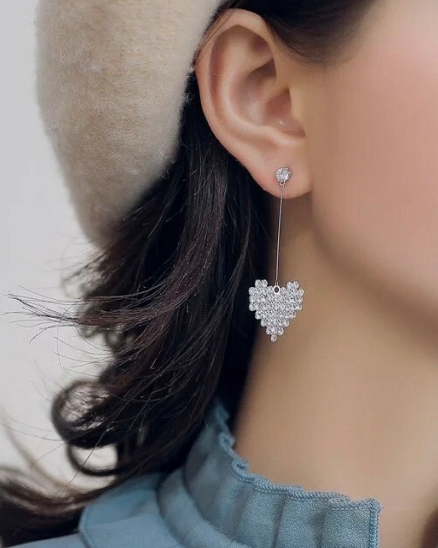 Crystal Heart Drop Earrings