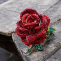 Crimson Crystal Rose Brooch