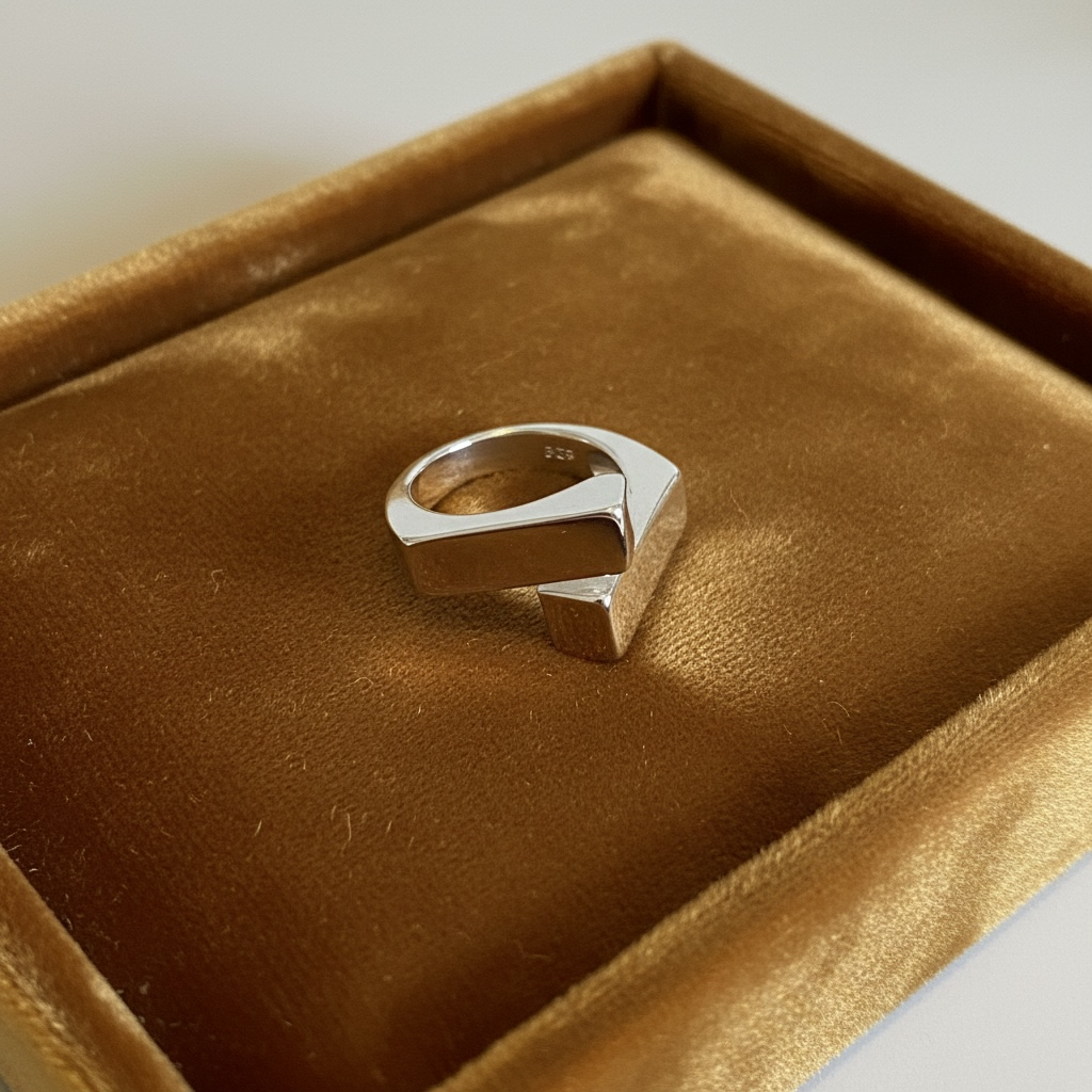 Silver Geometric Signet Ring