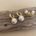 Gold Hoop Pearl Drop Earrings