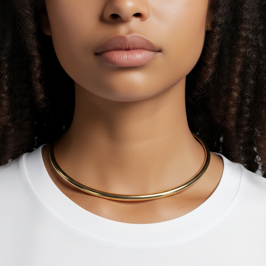 Gold Tube Choker Necklace
