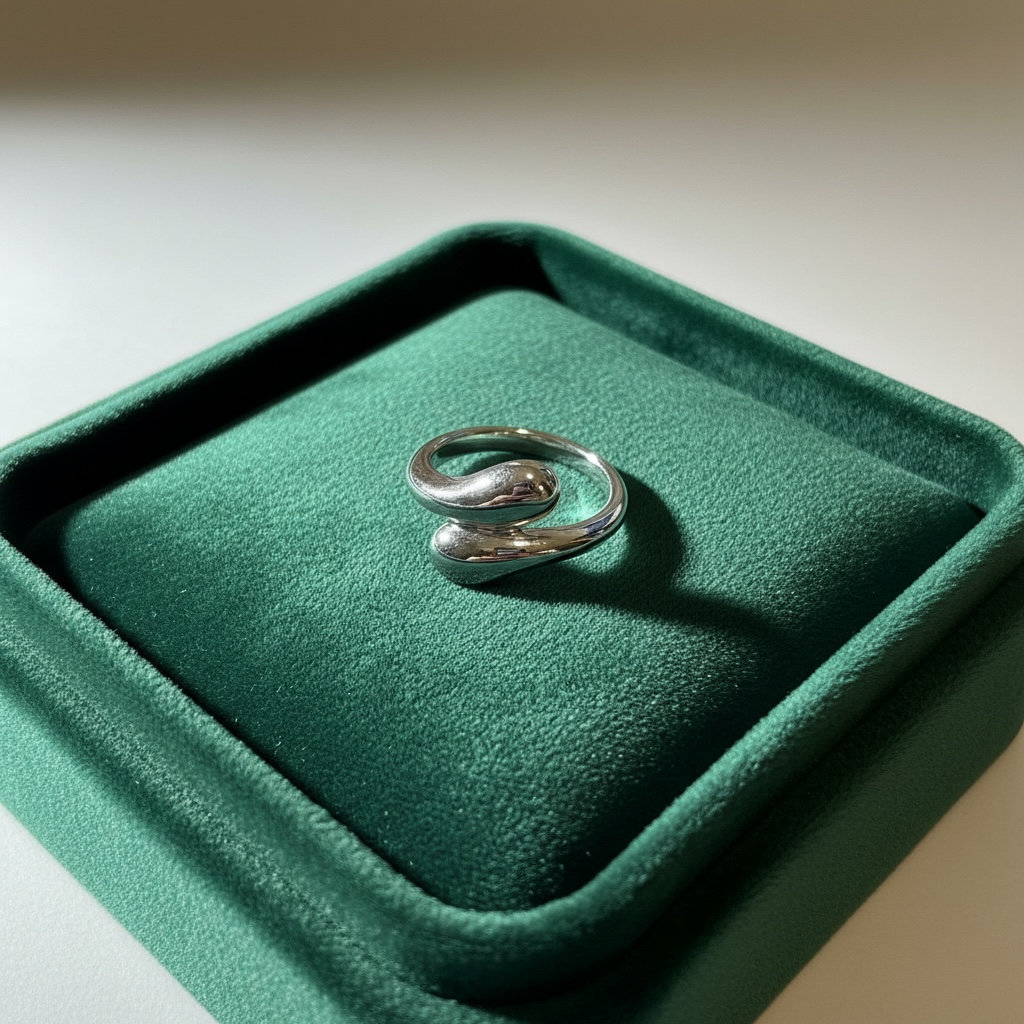 Silver Double Teardrop Wrap Open Ring