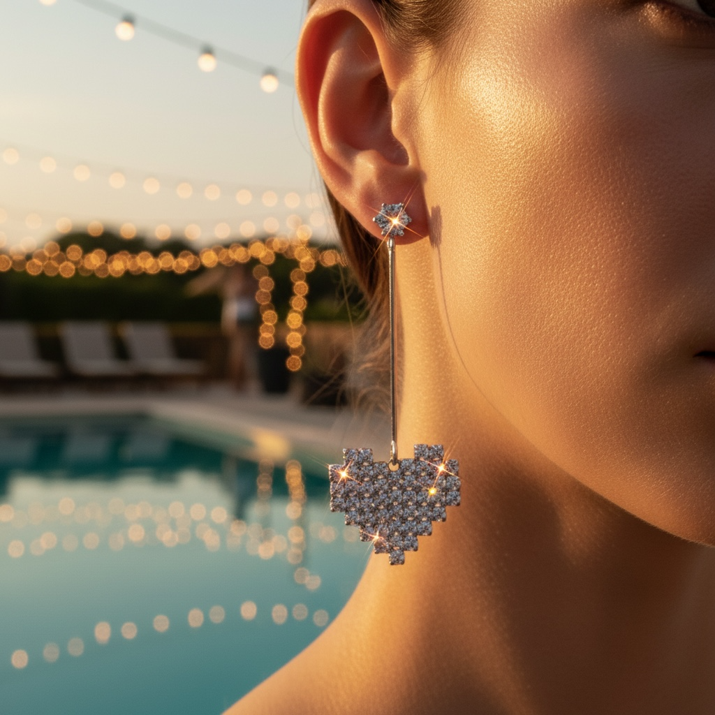 Crystal Heart Drop Earrings