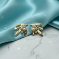 Gold Fan Pearl Stud Earrings