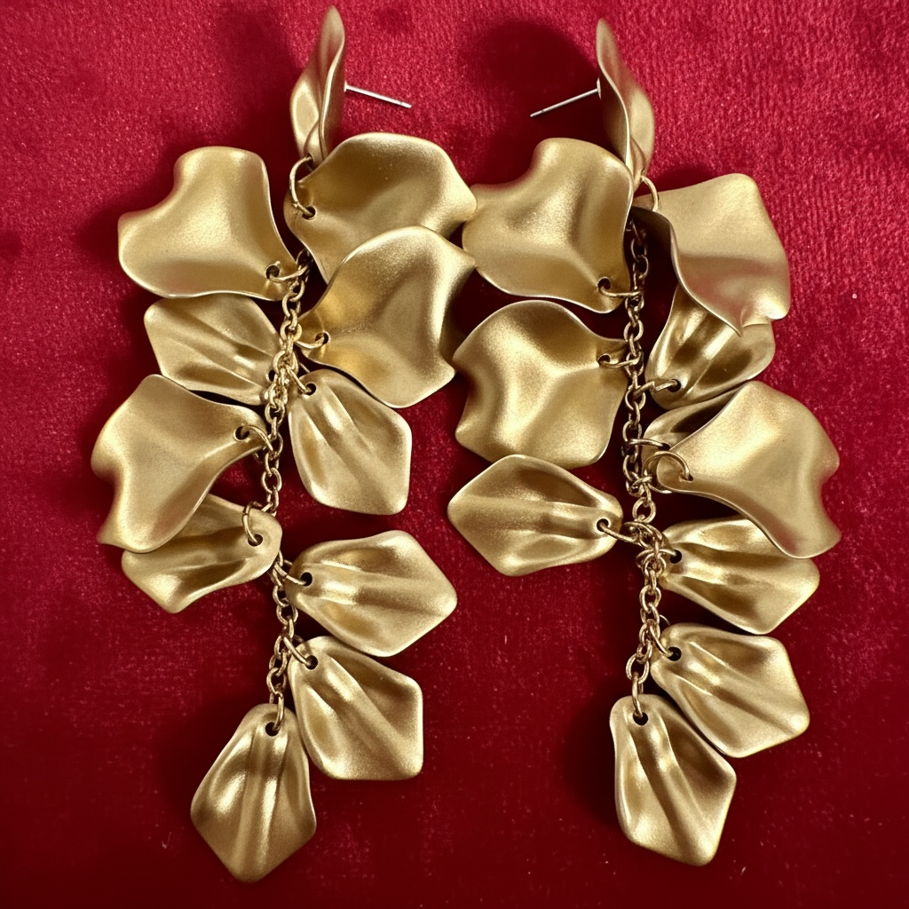 Gold Petal Cascade Drop Earrings