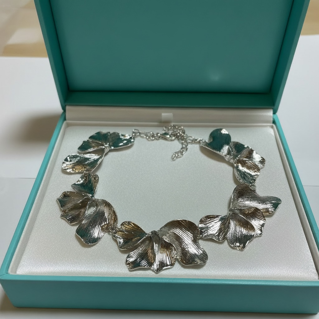 Silver Petal Statement Necklace