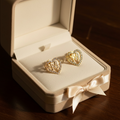 Gold Crystal Heart Initial Stud Earrings