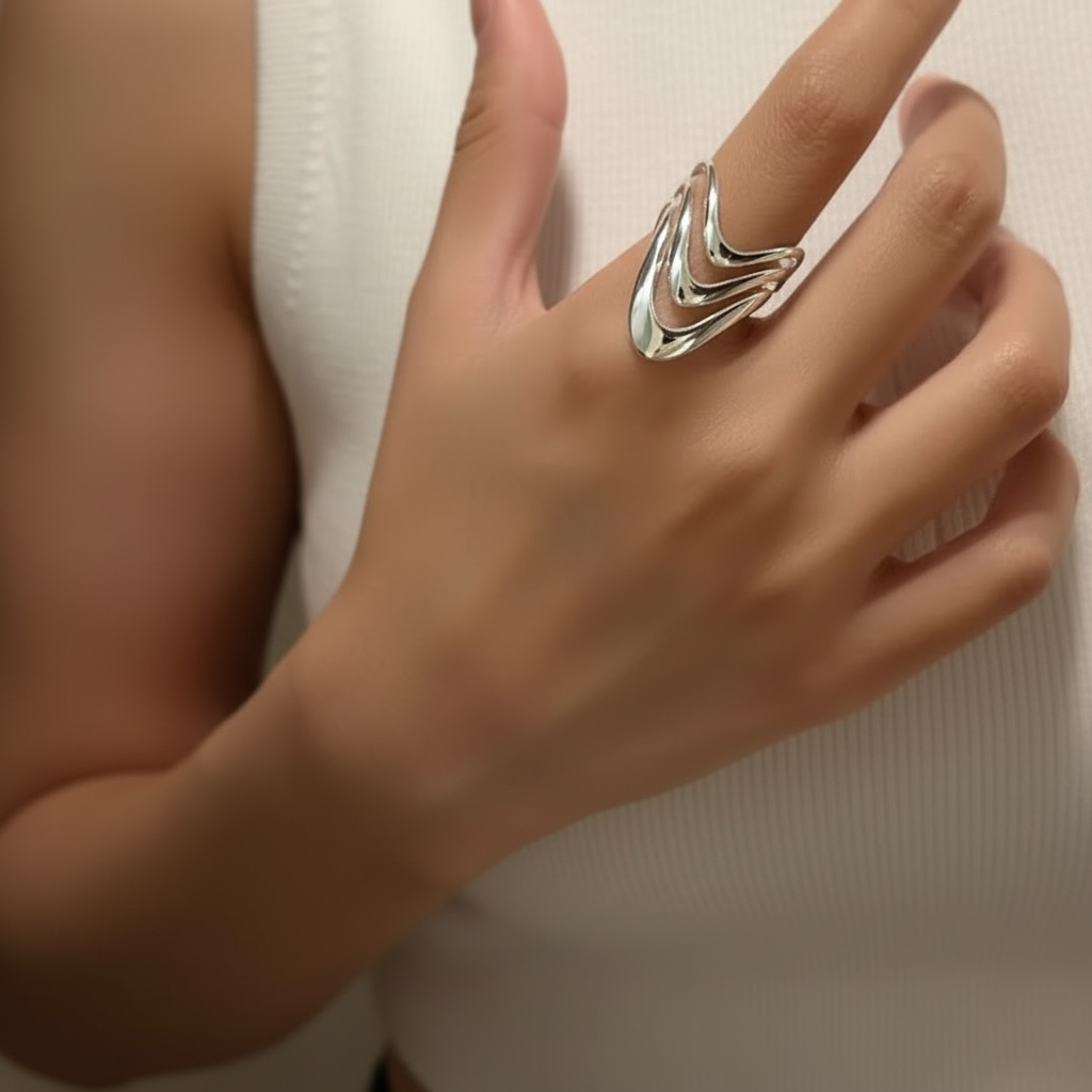 Triple Chevron Statement Ring