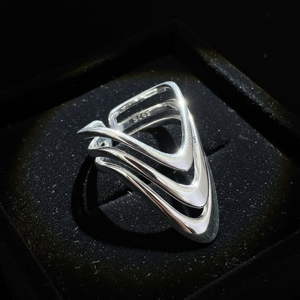 Triple Chevron Statement Ring