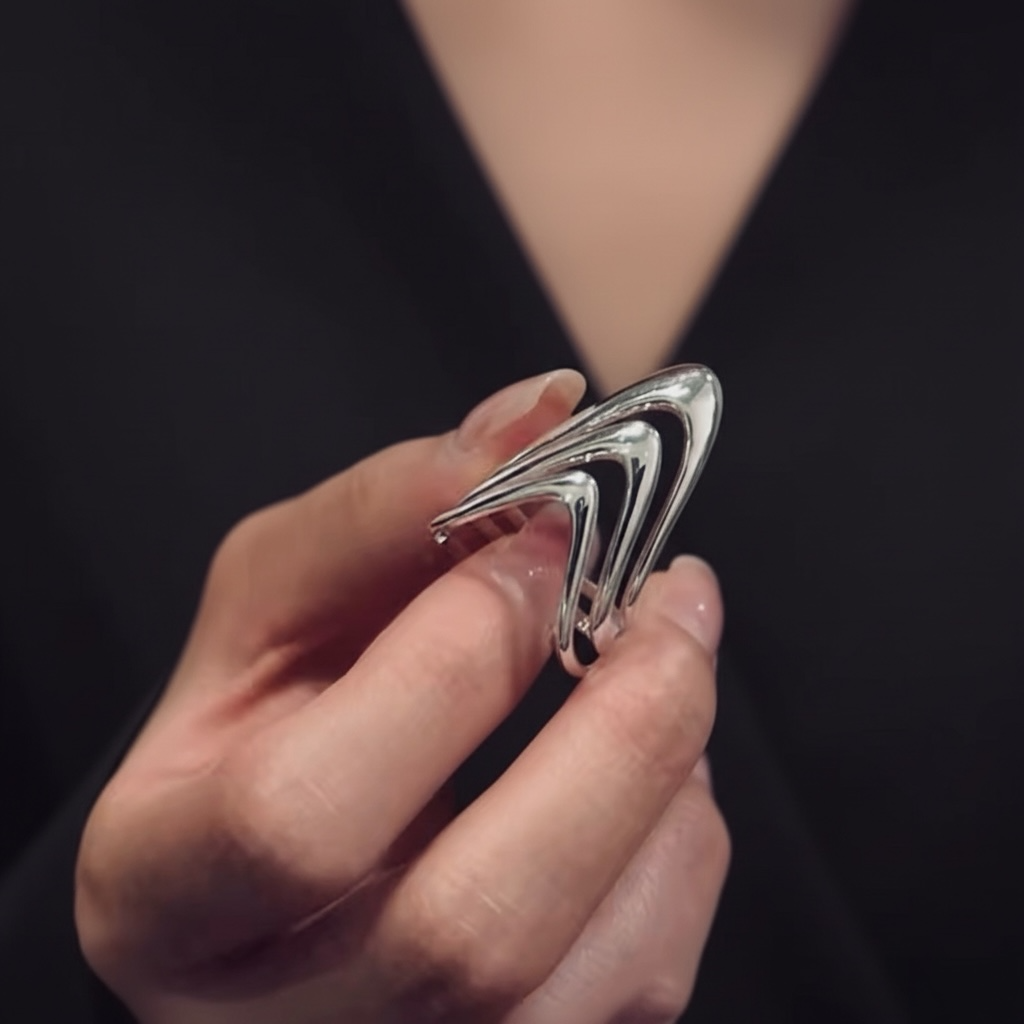 Triple Chevron Statement Ring