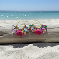 Rainbow Lotus Beaded Hoop Earrings