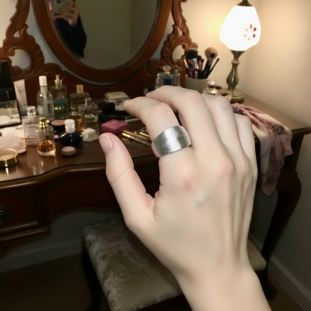 925 Sterling Silver Frosted Dome Adjustable Ring