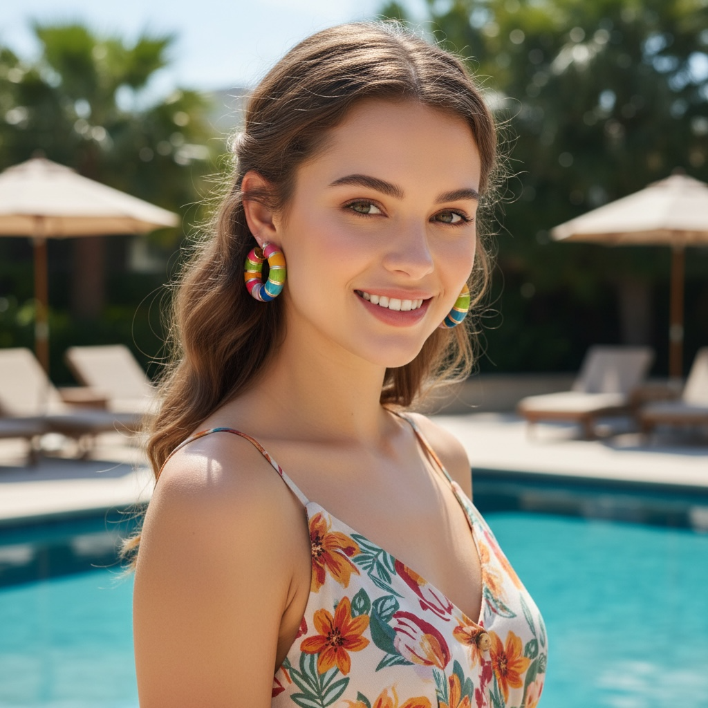Rainbow Stripe Chunky Hoop Earrings