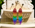 Rainbow Crystal Fringe Drop Earrings
