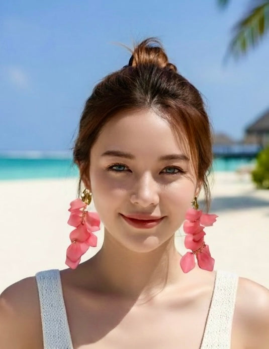Pink Petal Drop Earrings
