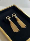 Gold Chain Tassel & Pearl Drop Earrings
