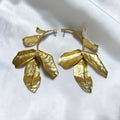 Gold Hammered Leaf Hoop Earrings