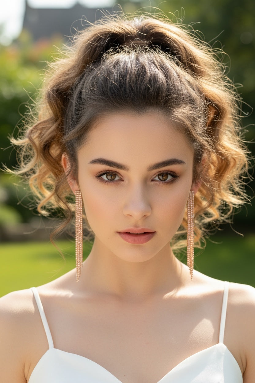 Gold Crystal Cascade Drop Earrings
