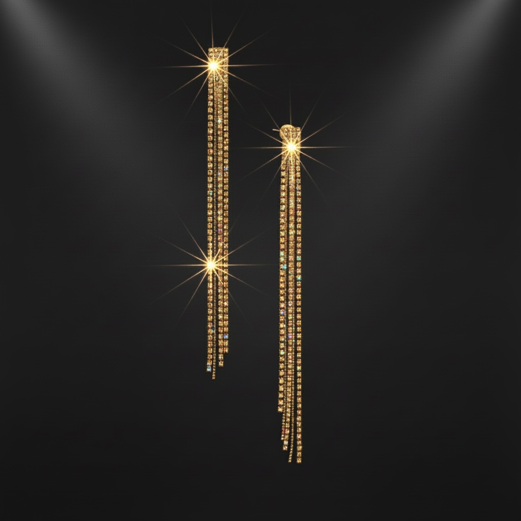 Gold Crystal Fringe Drop Earrings