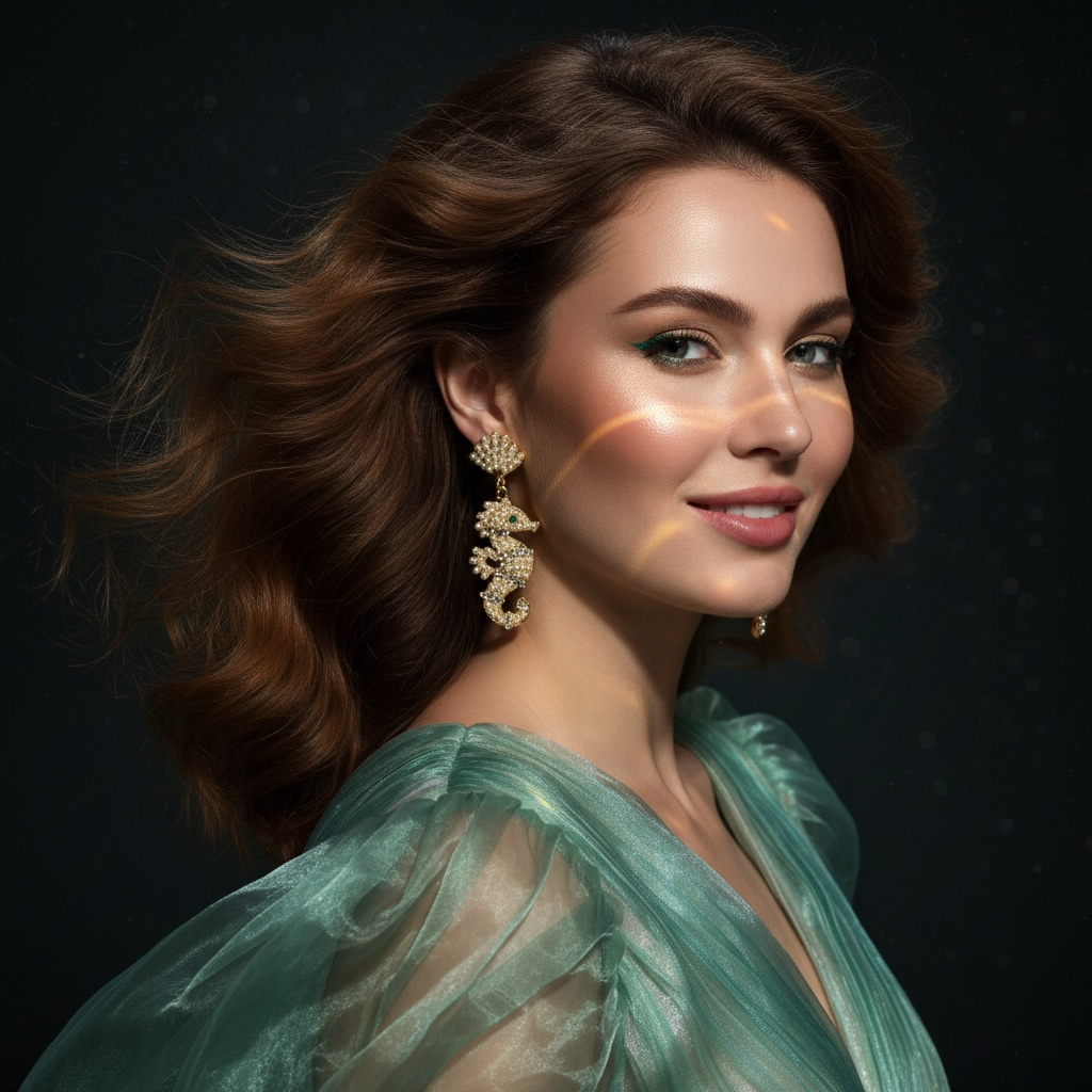 Gold Pearl Seahorse Drop Earrings