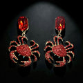 Red Crystal Crab Drop Earrings