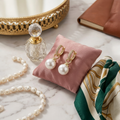 Gold Pavé Hoop Pearl Drop Earrings