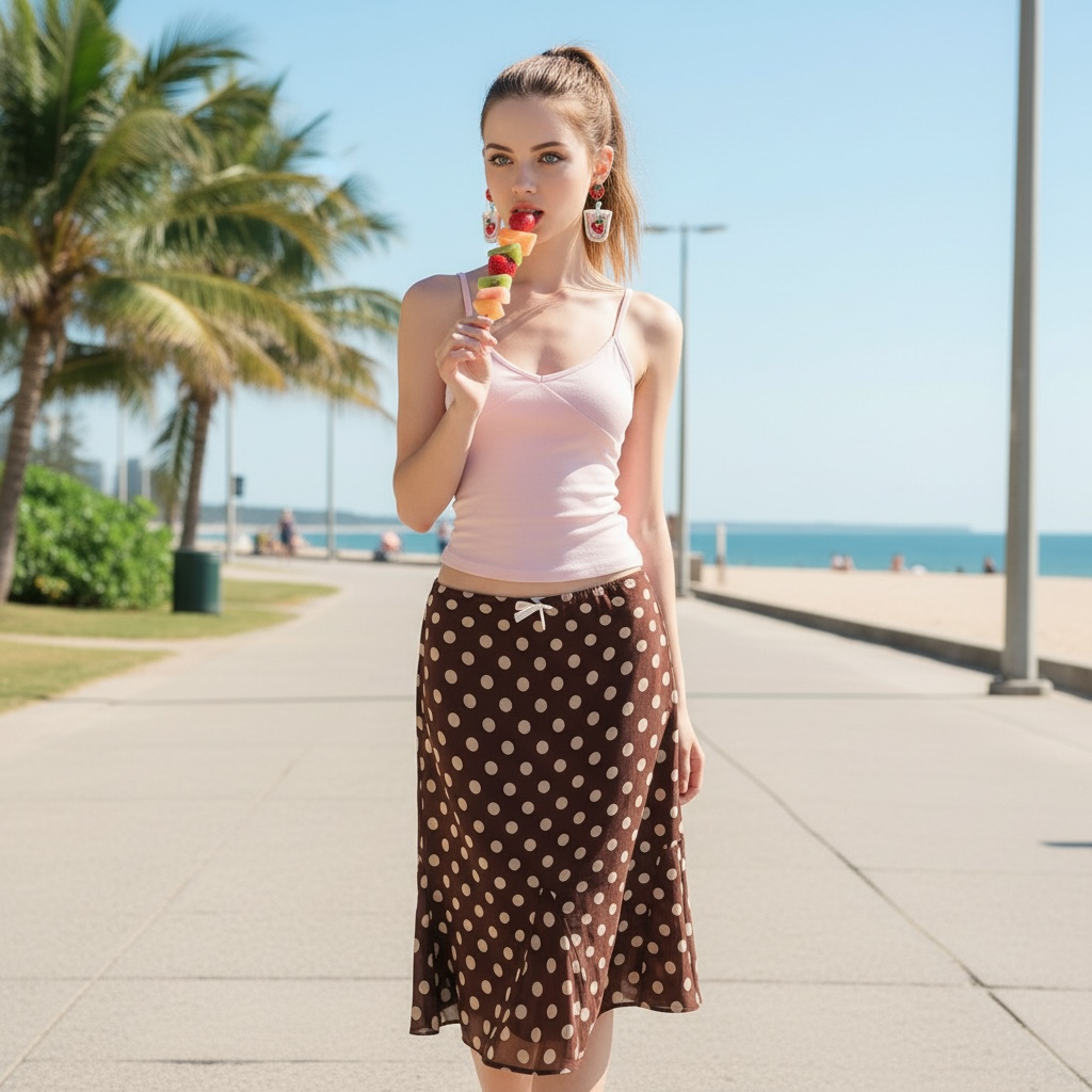Strawberry Milkshake Beaded Drop Earrings