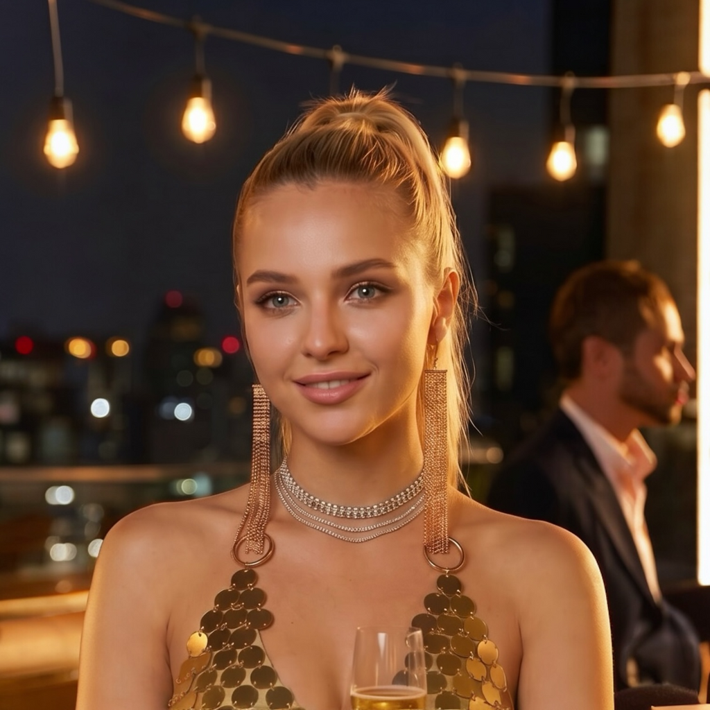Gold Chain Mesh Fringe Drop Earrings