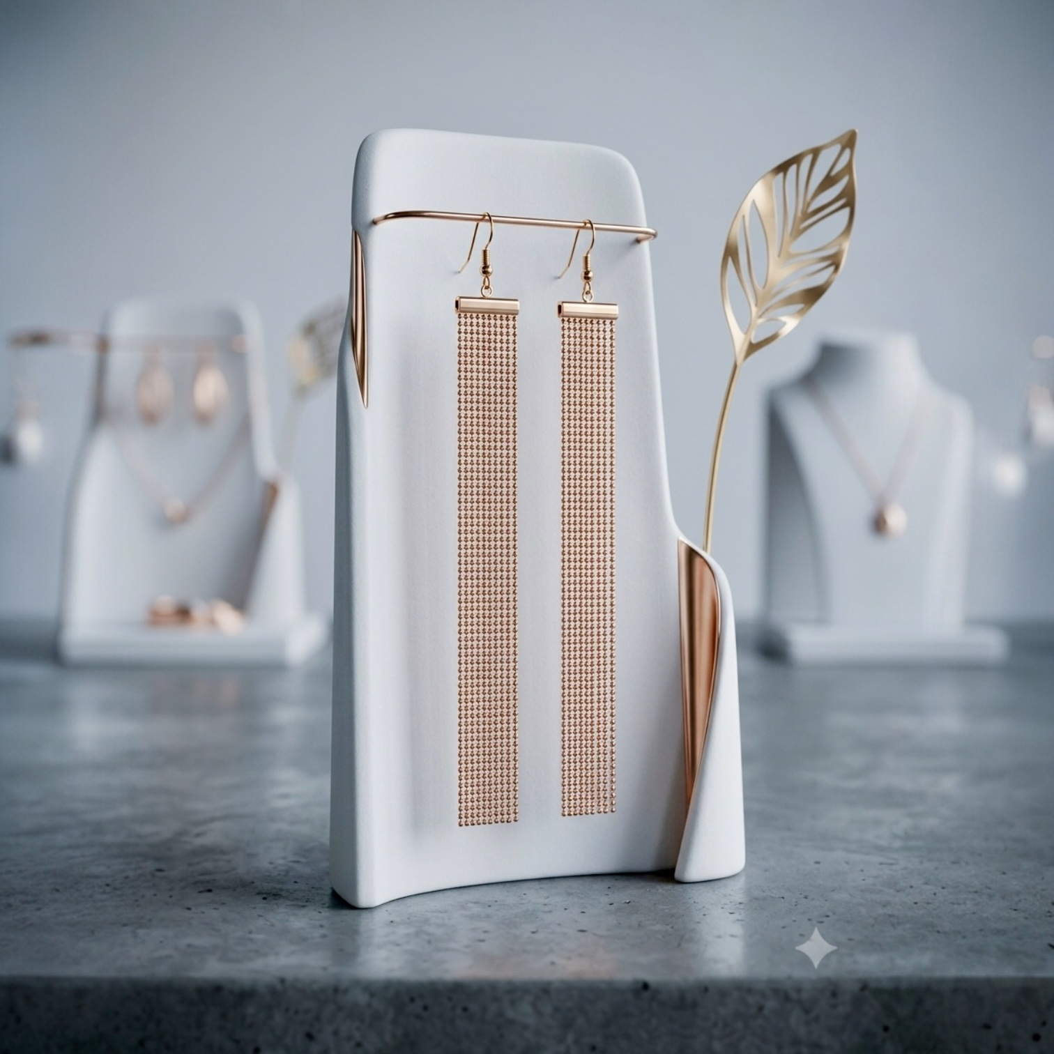 Gold Chain Mesh Fringe Drop Earrings
