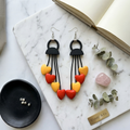 Red & Yellow Heart Fringe Drop Earrings
