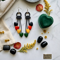 Multicolour Heart Fringe Drop Earrings