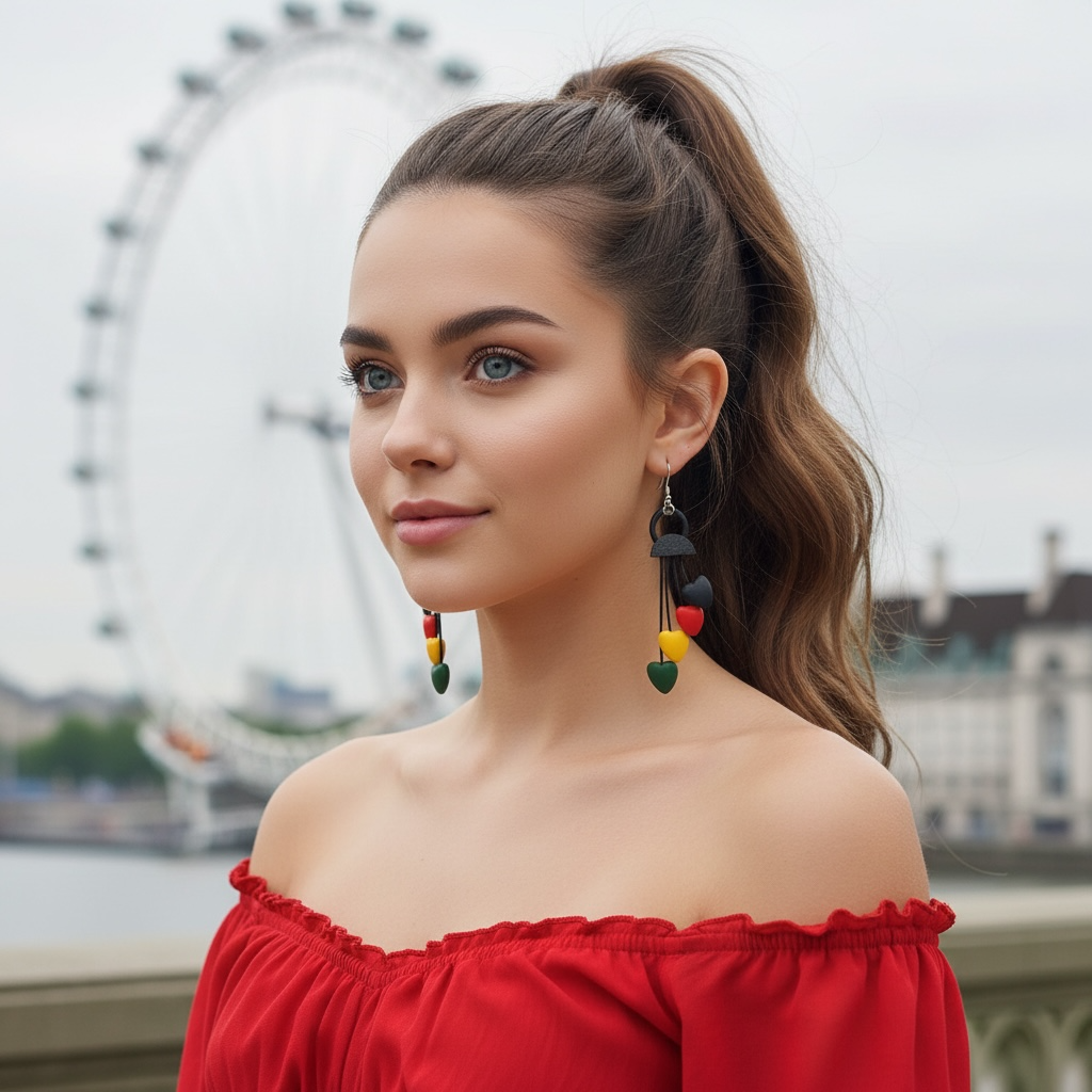 Multicolour Heart Fringe Drop Earrings