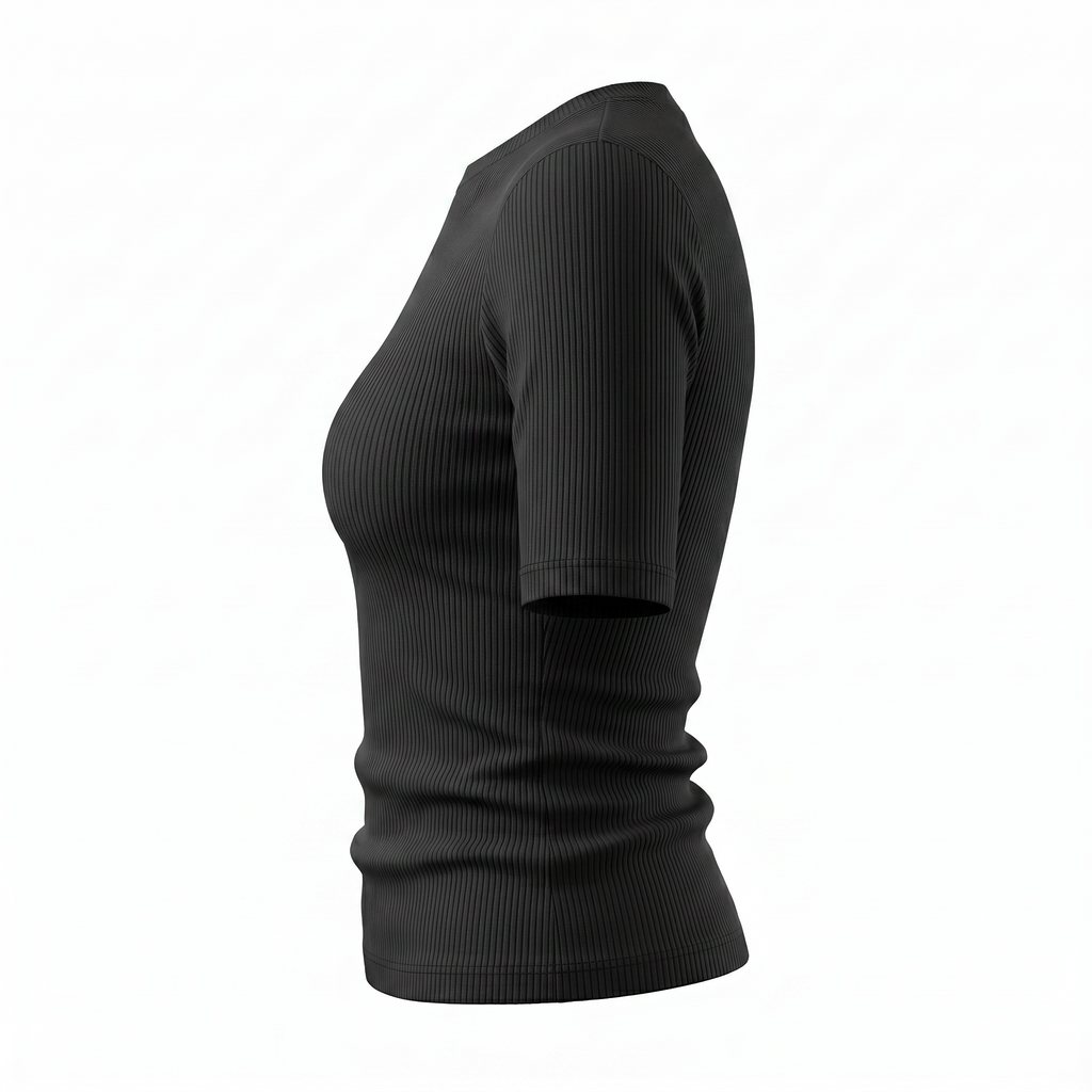 Charcoal Ribbed Short-Sleeve Top