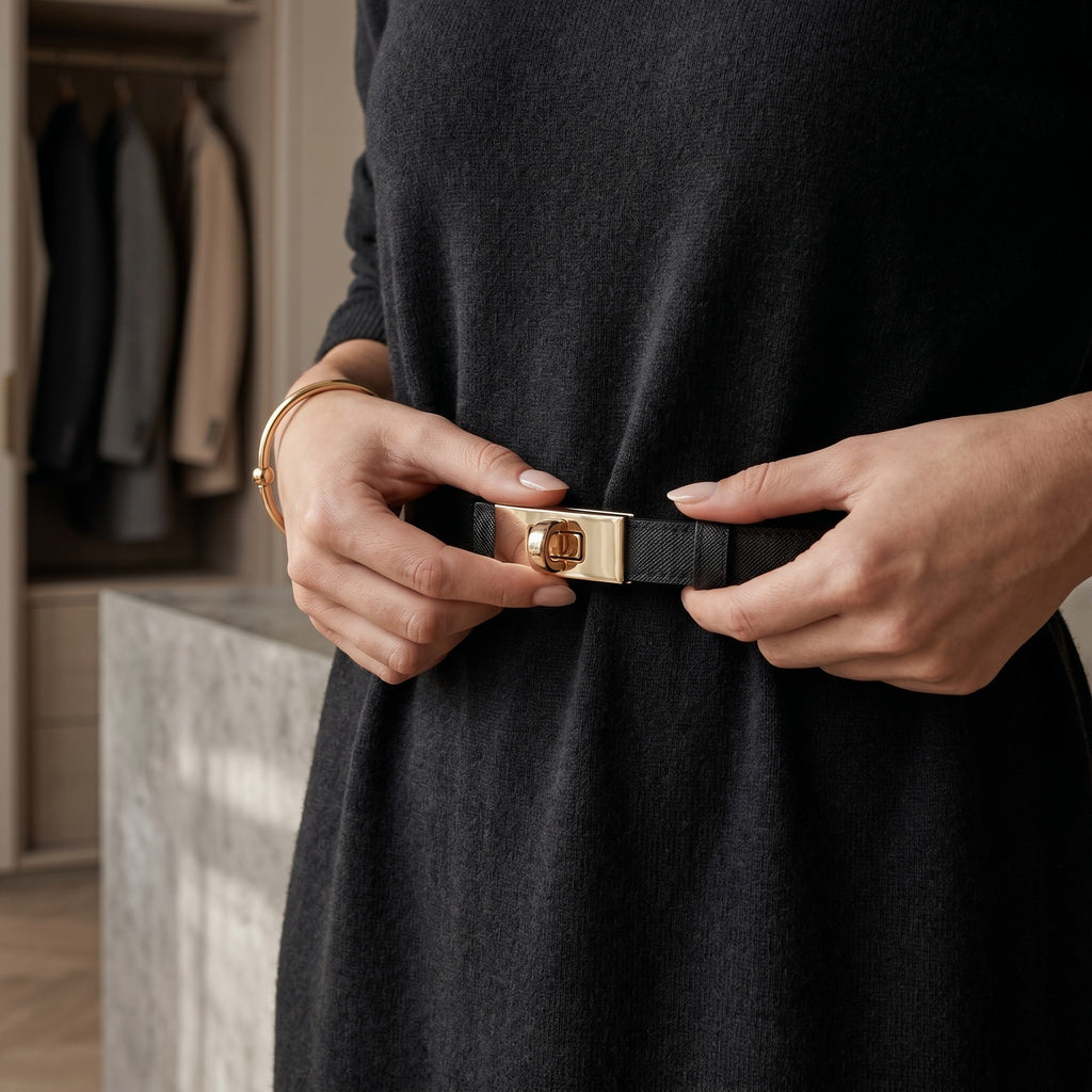 Black Saffiano Turn-Lock Belt