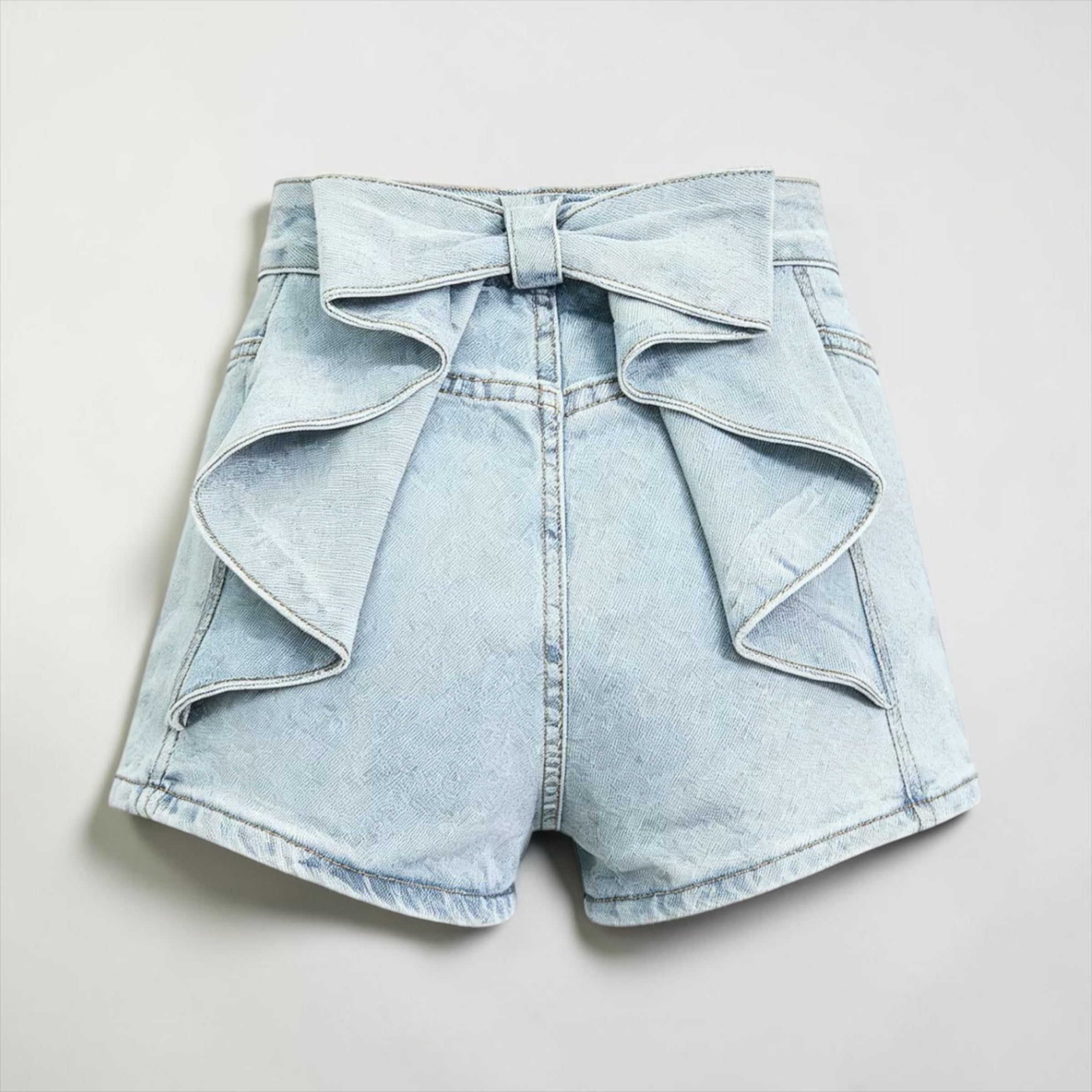 Bow-Detail Denim Shorts