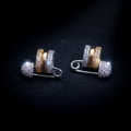 Tri-Tone Pavé Safety Pin Stud Earrings