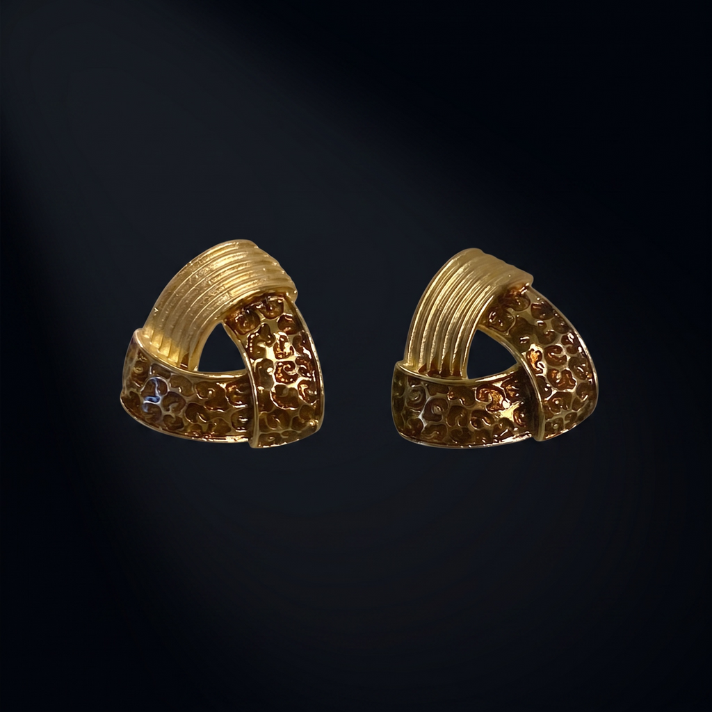 Leopard Print Triangle Stud Earrings — Gold