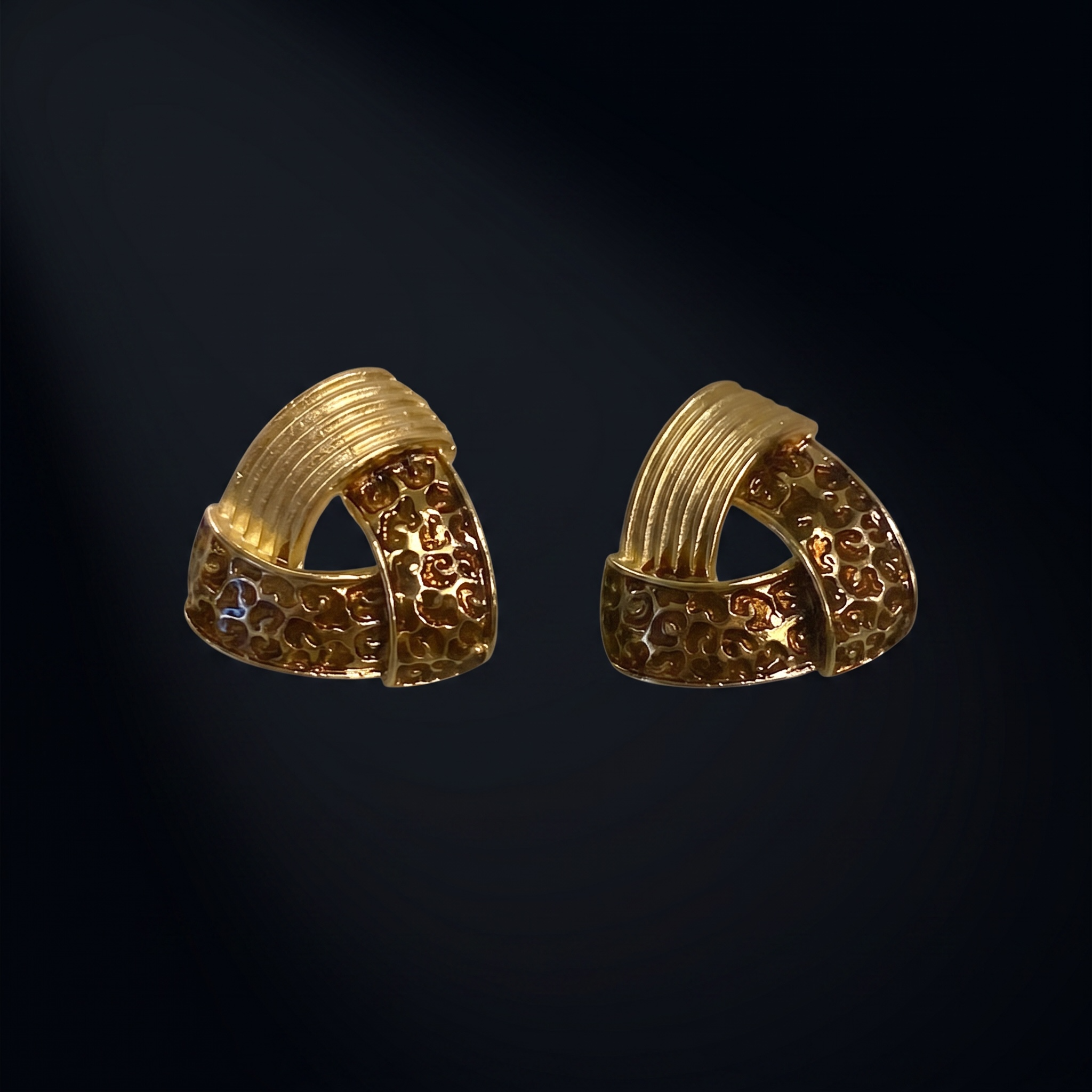 Leopard Print Triangle Stud Earrings — Gold