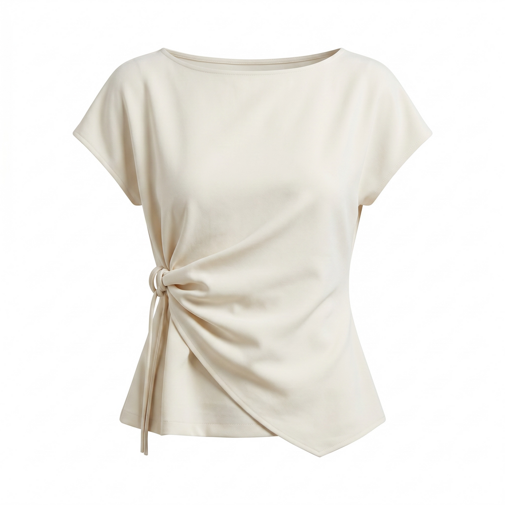 Waist-Tie Flutter Sleeve Top