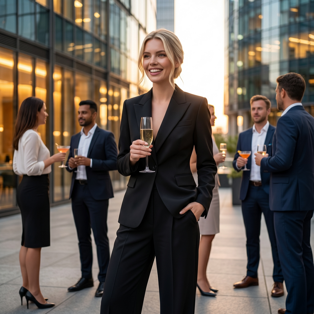 Black Tailored Blazer & Wide-Leg Trouser Co-Ord Set