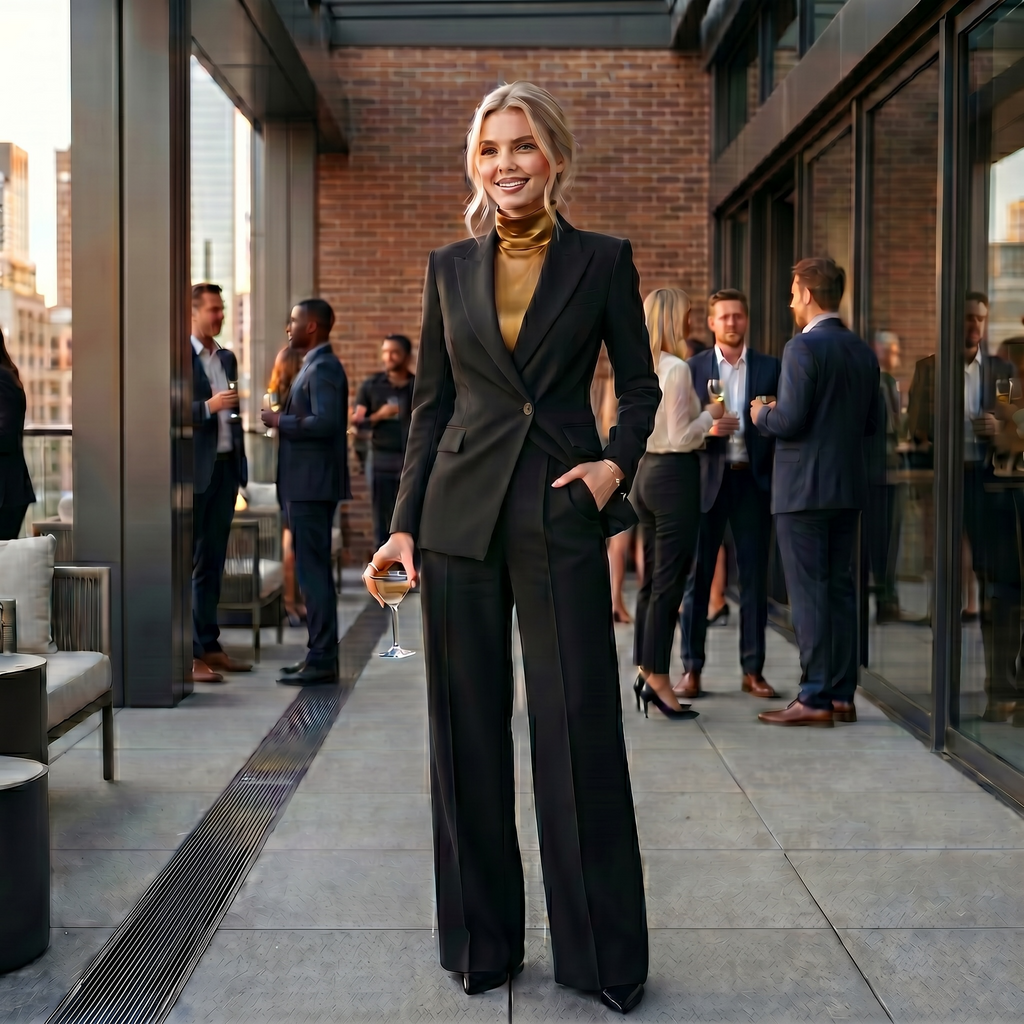 Black Tailored Blazer & Wide-Leg Trouser Co-Ord Set